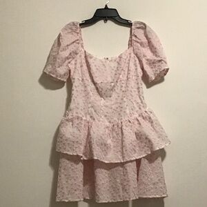 White dress with pink flowers